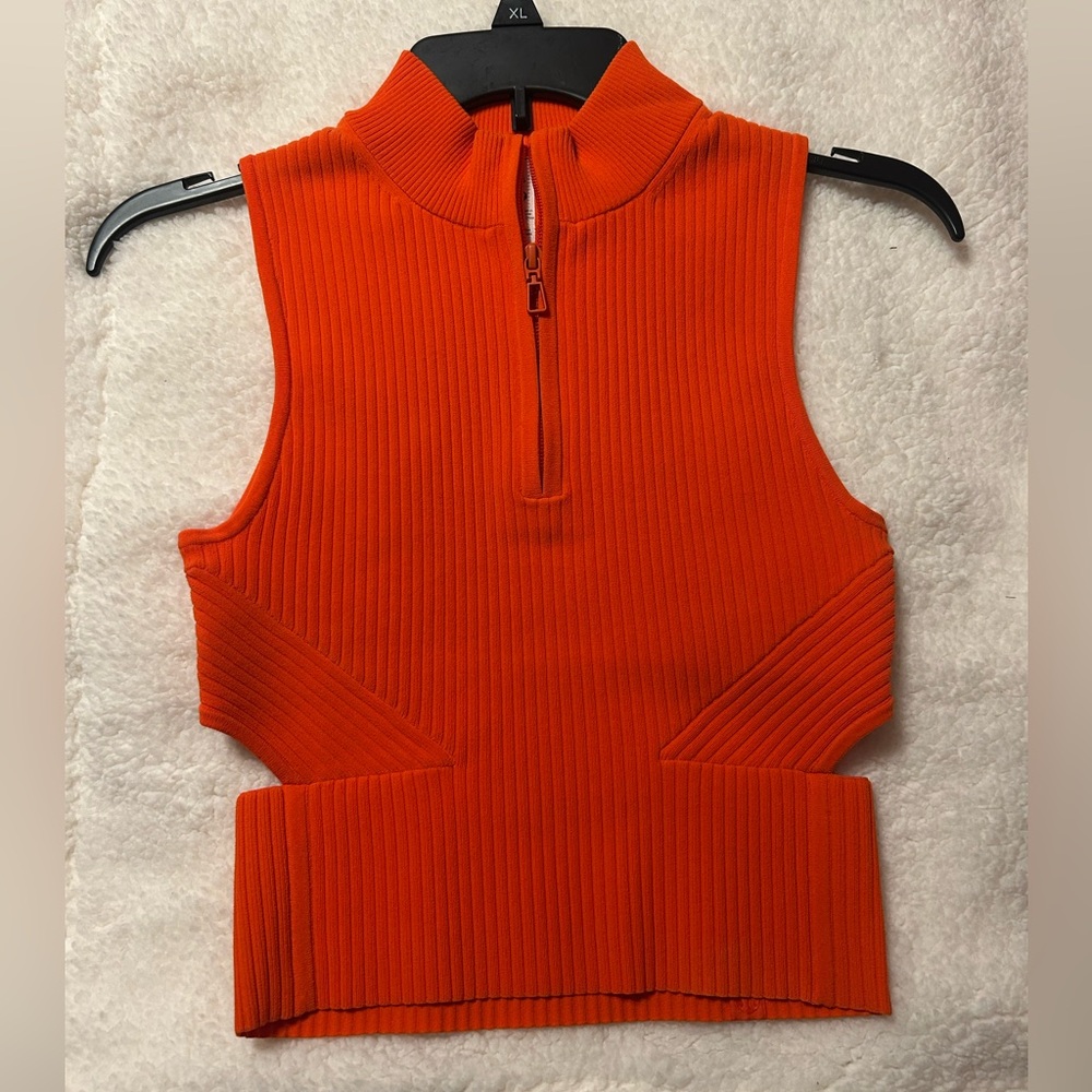 Lululemon Athletica Orange Ribbed Cutout Tank Top